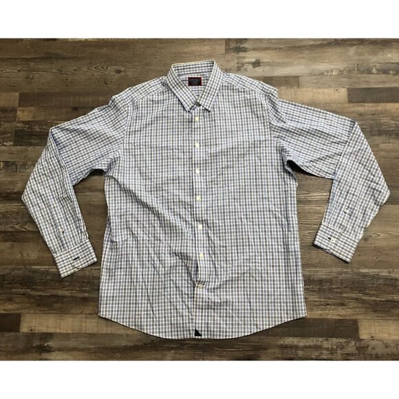 UNTUCKit Long Sleeve Button Down Shirt Blue Plaid XL Tall - Picture 2 of 6